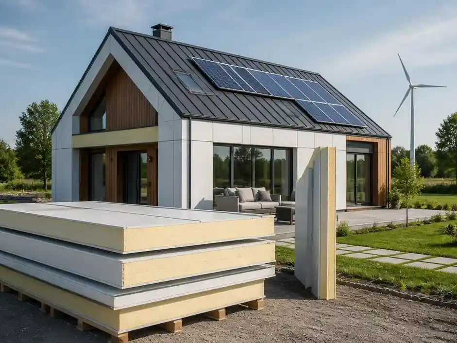 Stavba domu z pur panelů pro maximální energetickou nezávislost